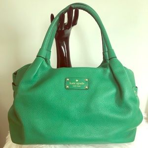 Green leather handbag